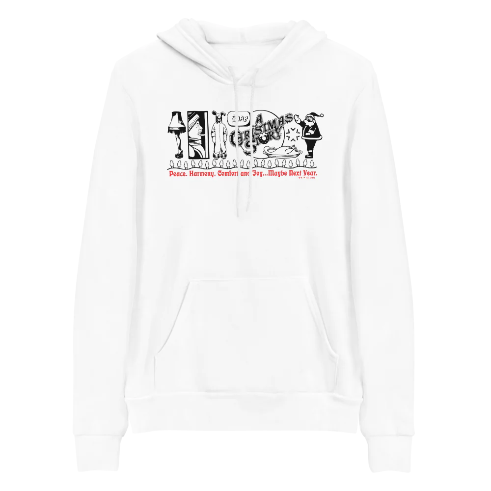 A Christmas Story Peace, Harmony, Comfort, Joy Adult Fleece Hooded Sweatshirt - Image 3
