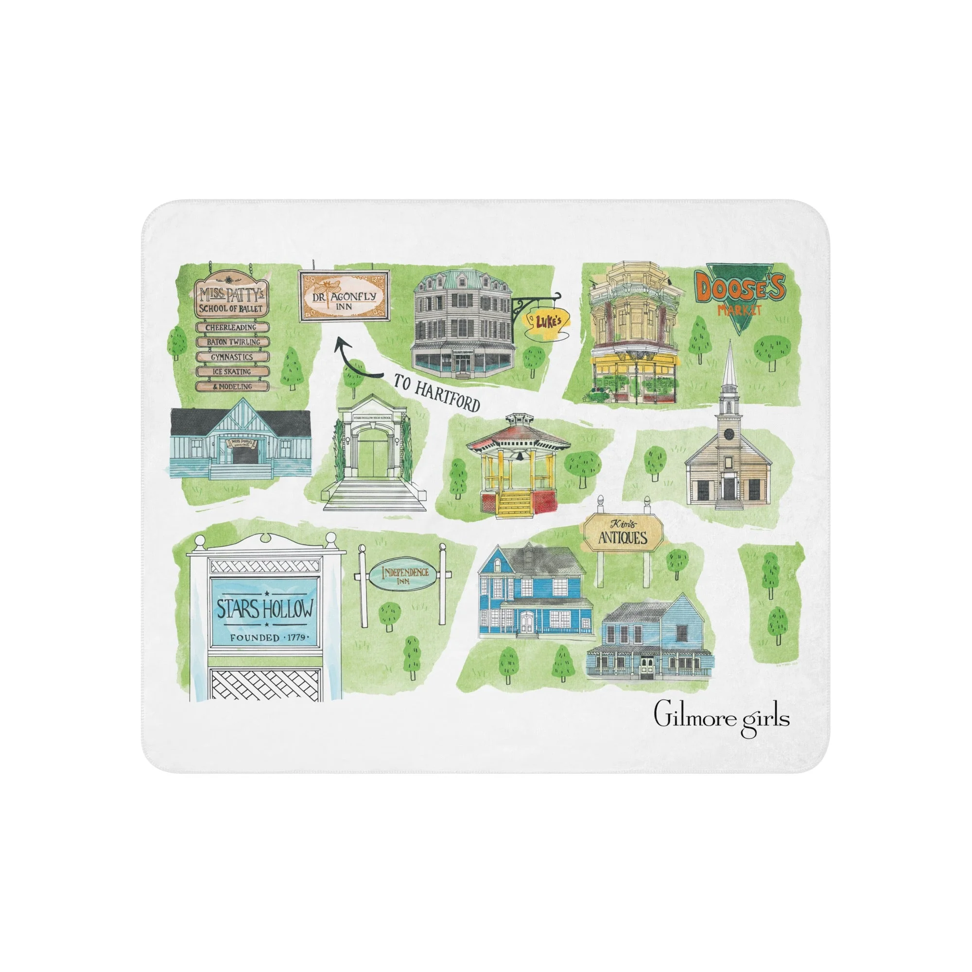 Gilmore Girls Stars Hollow Map Sherpa Blanket - Image 4