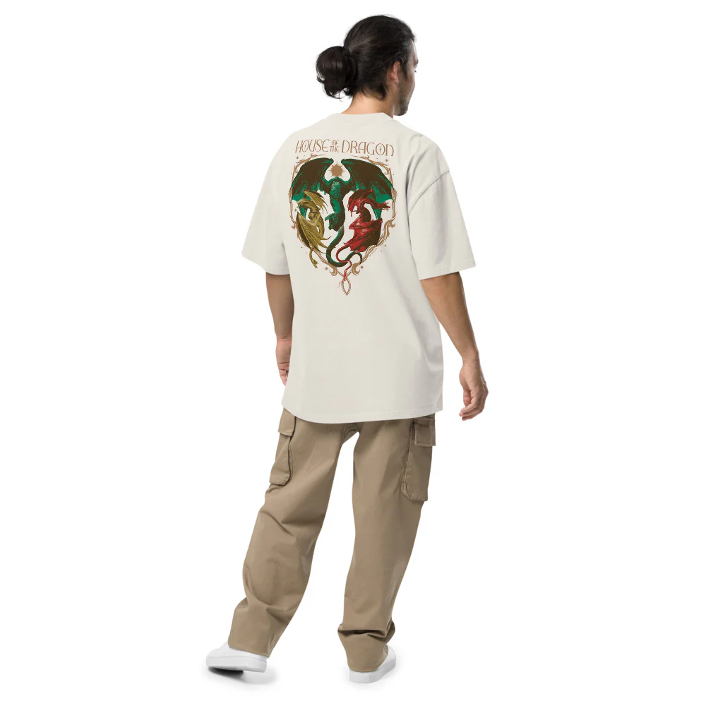 House of the Dragon Syrax, Caraxes & Vhagar Oversized Faded T-shirt - Image 4