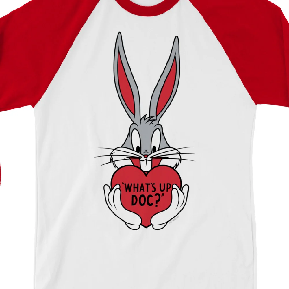 Looney Tunes Bugs Bunny What's Up Doc? Heart ¾ Sleeve Raglan T-Shirt - Image 2