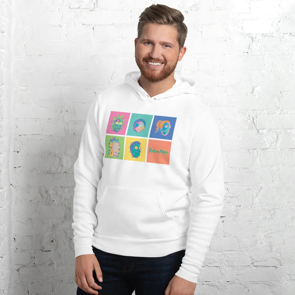 Rick and Morty Smith Family Grid Adult Fleece Hooded Sweatshirt - Image 3