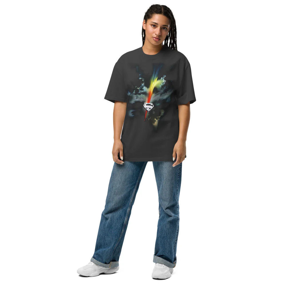 Superman: The Movie Clouds Oversized Faded T-Shirt - Image 3