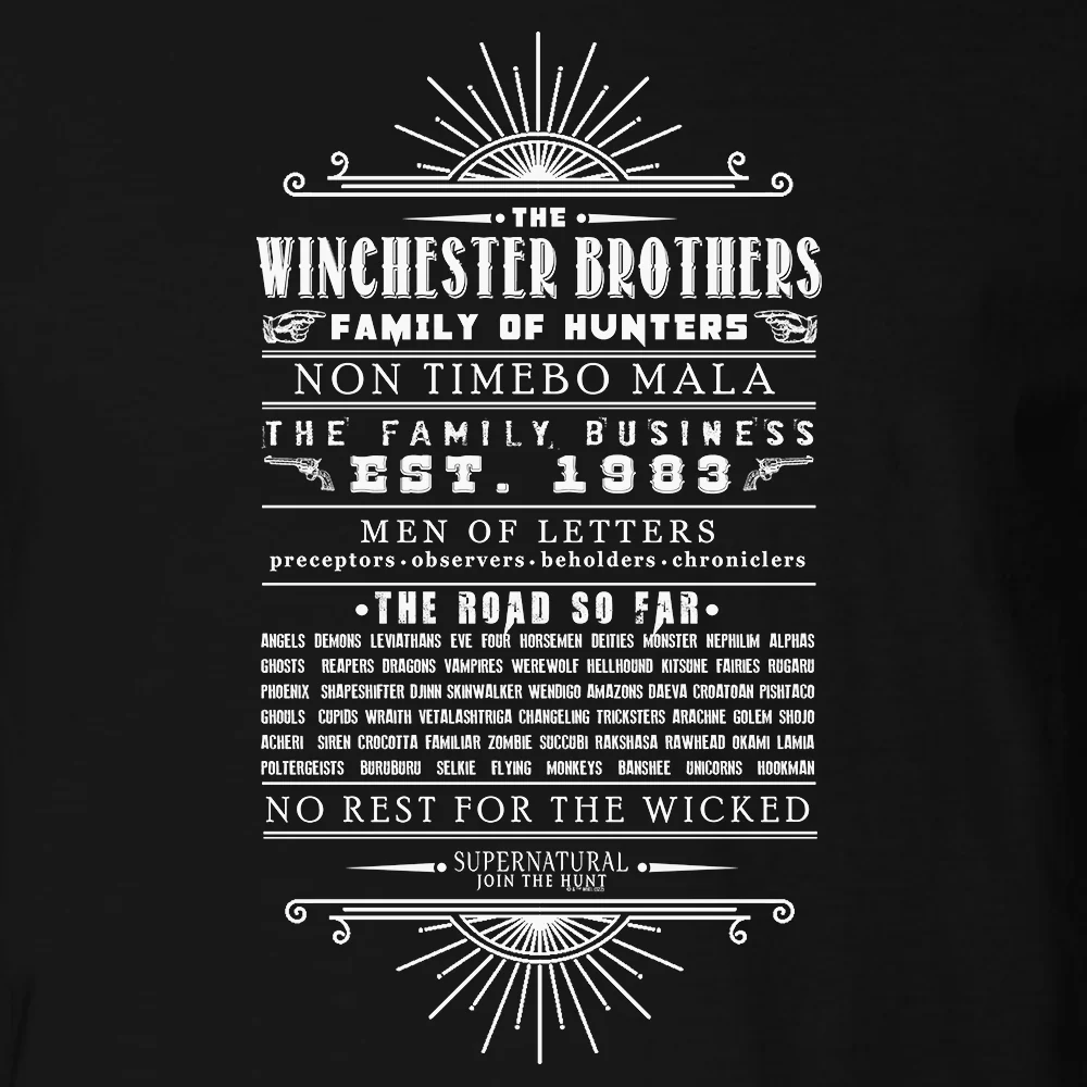 Supernatural Family of Hunters Adult Short Sleeve T-Shirt - Image 3