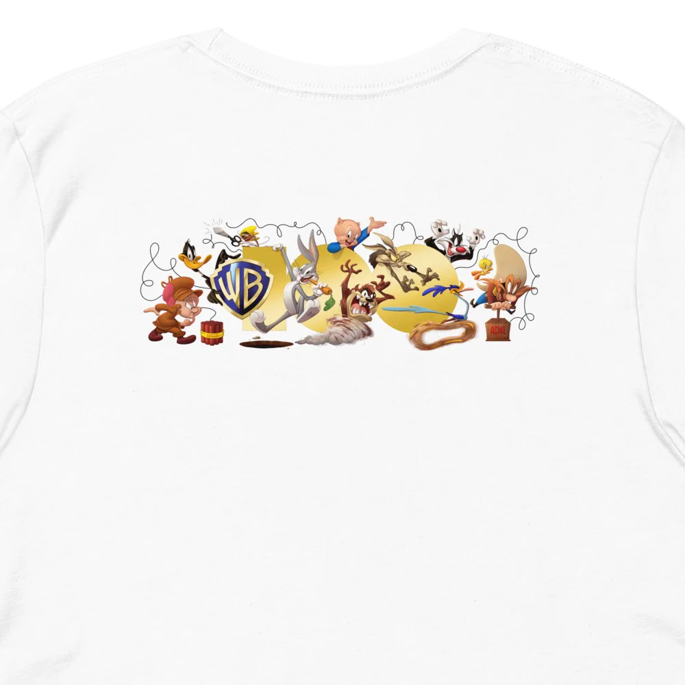 WB 100 Gold Logo Looney Tunes Adult T-Shirt - Image 3